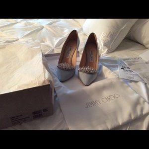 Jimmy Choo powder blue wedding tiara shoes